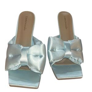 Satin Baby Blue Bow Heel